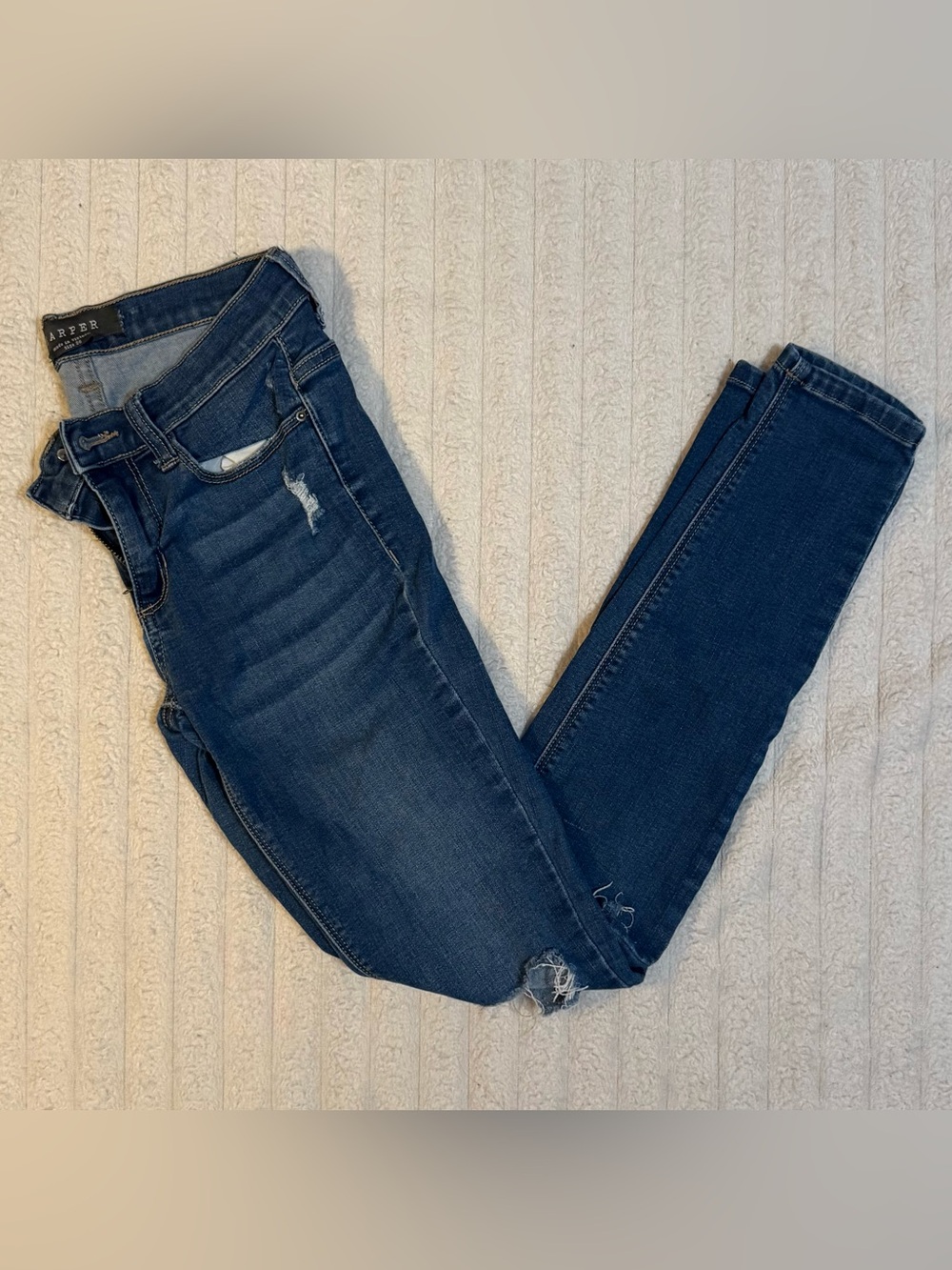 Women’s Harper Blue Distressed Ripped Skinny Jeans Denim Size 26